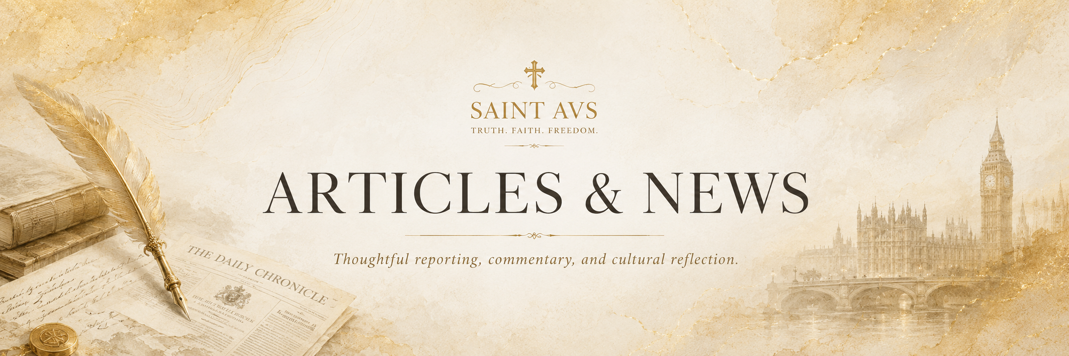 Articles and News papyrus and gold banner