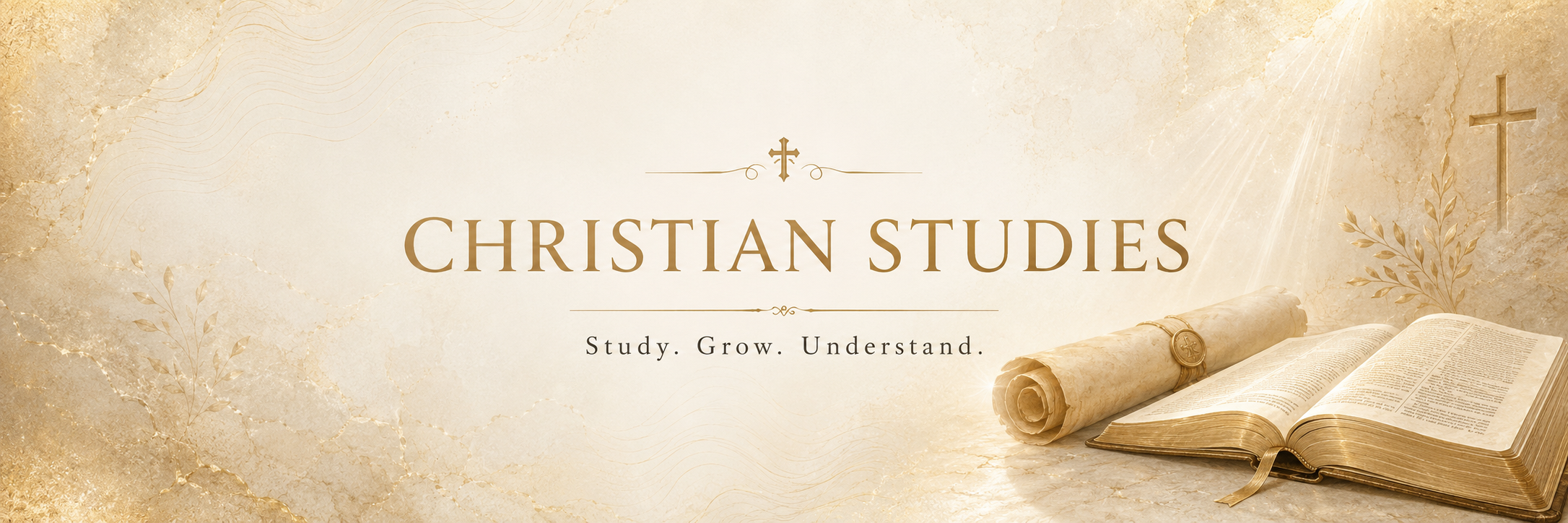 Christian Studies papyrus and gold banner